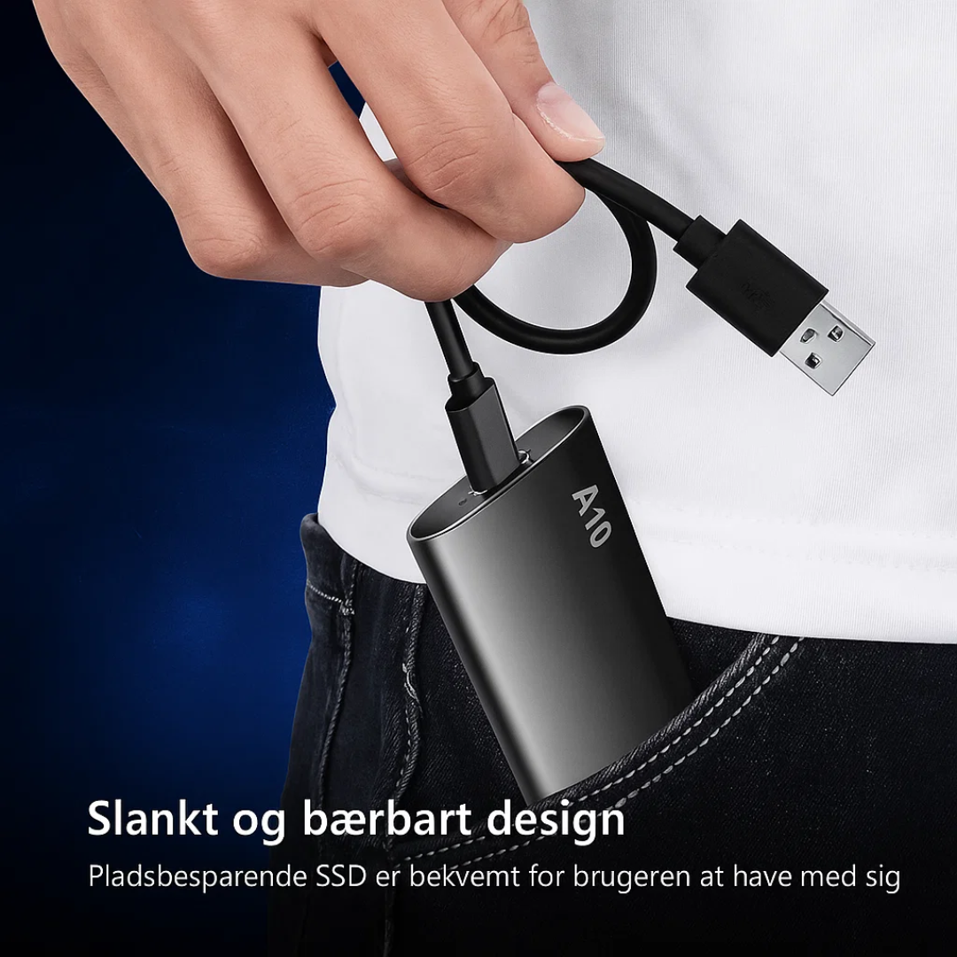 USB-C ekstern harddisk, 4TB lagerplads for hurtig og sikker dataopbevaring til computer.