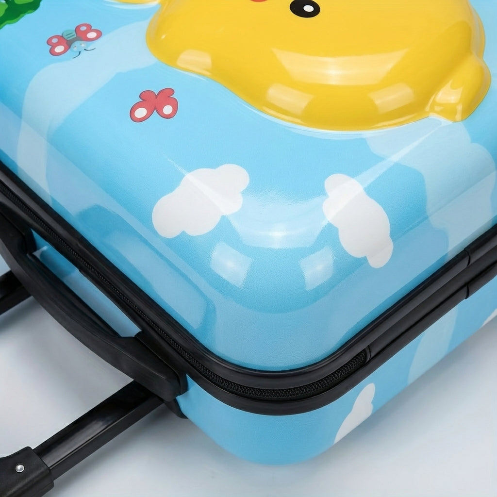 Børn rejsekuffert med blå ræv design. Kompakt håndbagage og letvægts trolley til ferierejser.