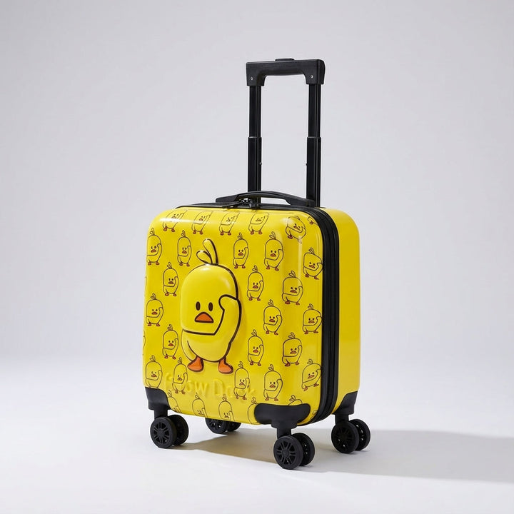 Gul børnekuffert i kompakt design. Letvægts håndbagage trolley perfekt til børns rejser og ferie.