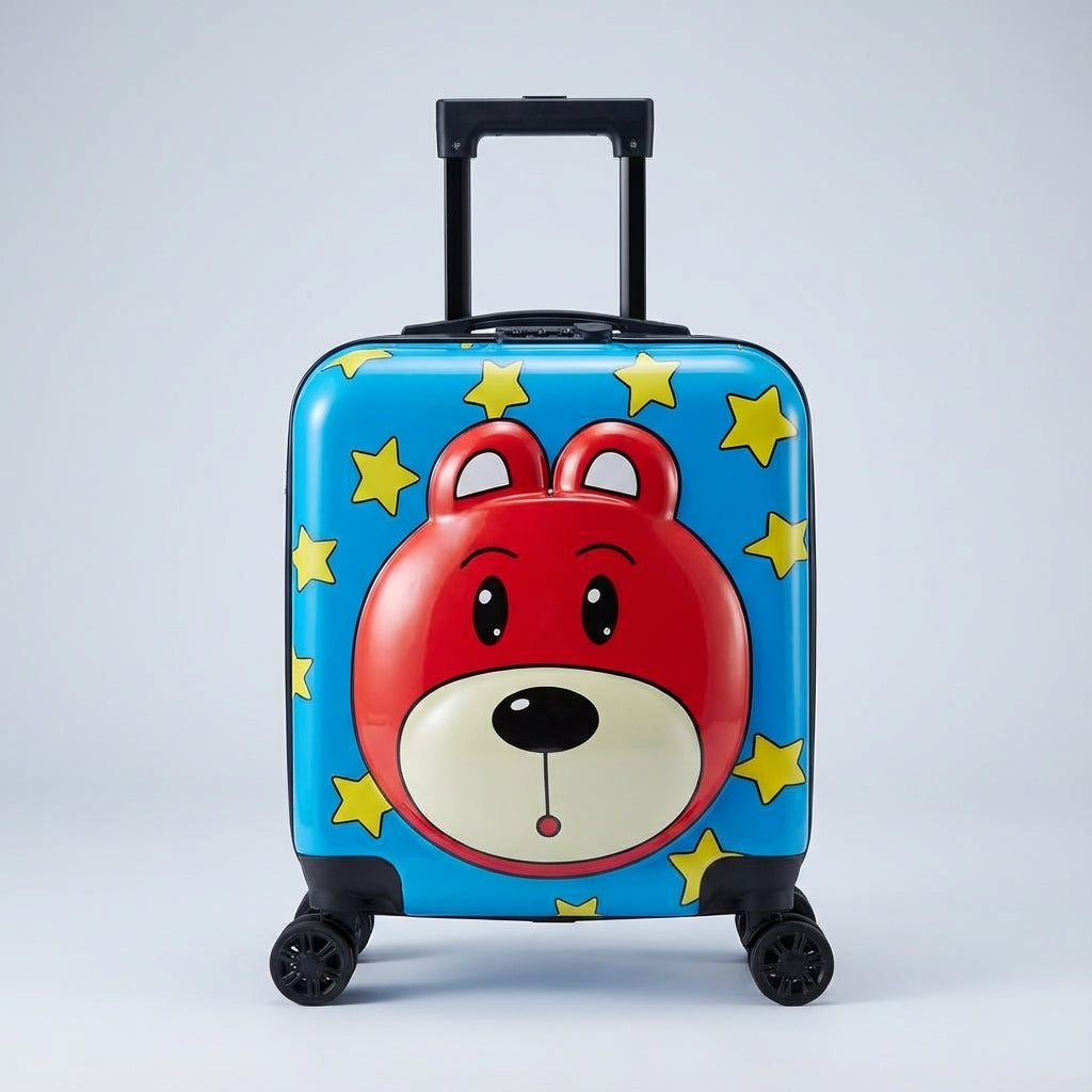 Sjov børnekuffert til håndbagage. Kompakt, letvægts trolley designet for børn. Perfekt til ferie og rejser.