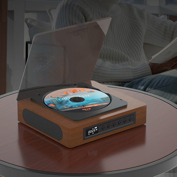 Bærbar retro CD-afspiller med Bluetooth, FM radio og Type-C. Trådløs nostalgisk afspiller til hjemmeaudio.
