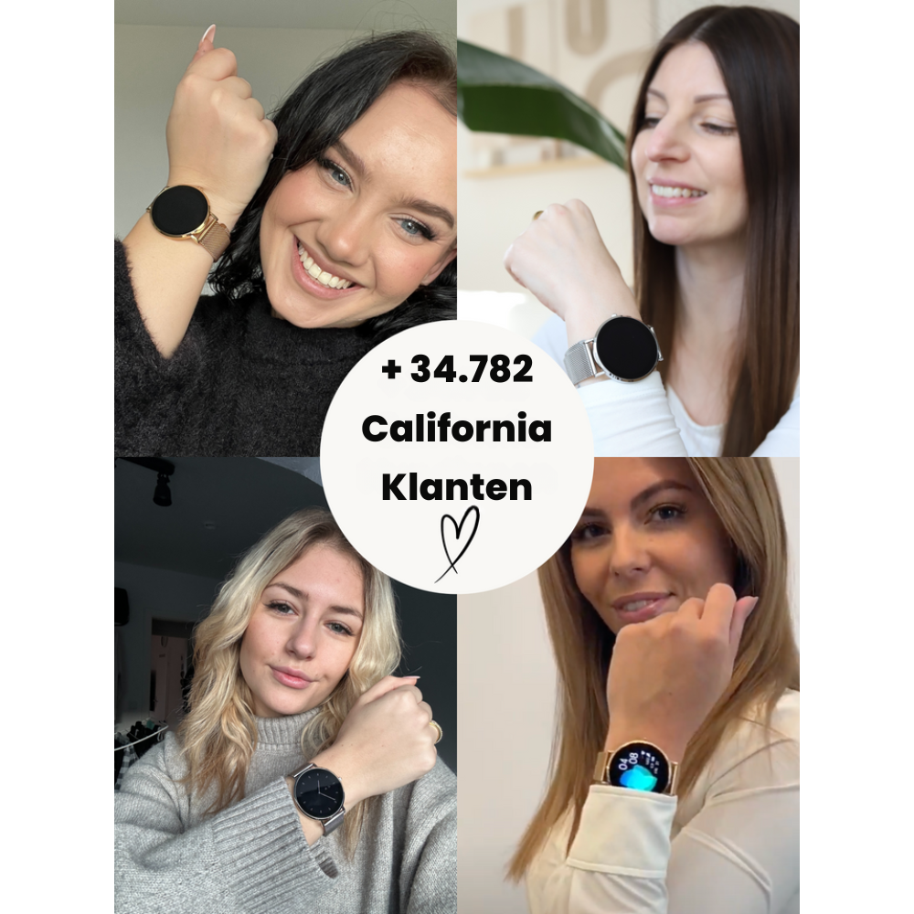 Kompakt, elegant smartwatch med ultratyndt design og mesh-rem, perfekt til enhver stil, AMOLED-skærm.