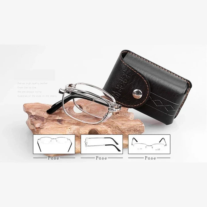 Elegante unisex foldebriller til læsning i et kompakt design, leveres med et robust etui.