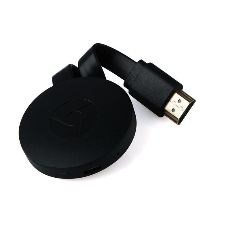 En sort, rund, kompakt trådløs videostreamer, egnet til 1080p HD-multimedie-streaming.