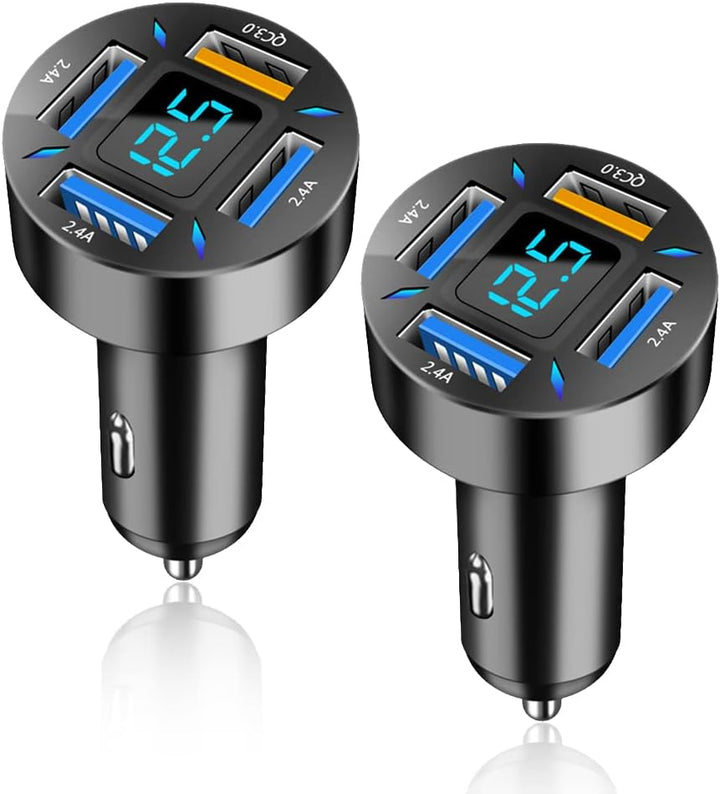 Kompakt biloplader 66W med USB PD og QC 3.0 til superhurtig opladning, sort, passer til 12-24V stikdåser.