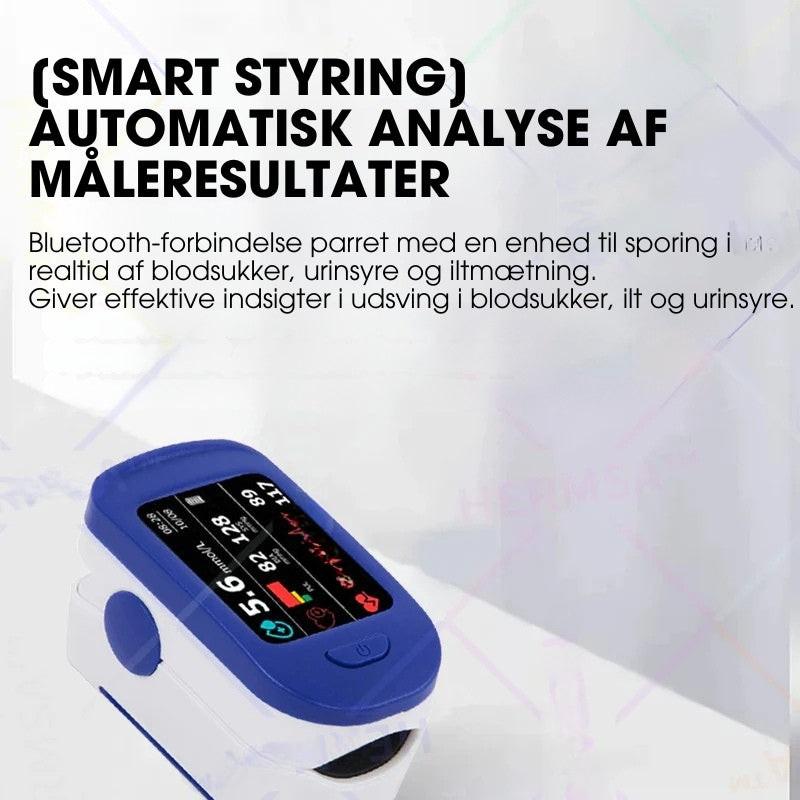 Sæt med pulsoximeter og blodsukkermåler for at holde øje med vitalparametre og blodsukker derhjemme.