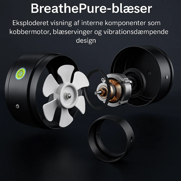 Støjsvag ventilator til køkken og badeværelse; sikrer ren luft og frisk luftcirkulation.