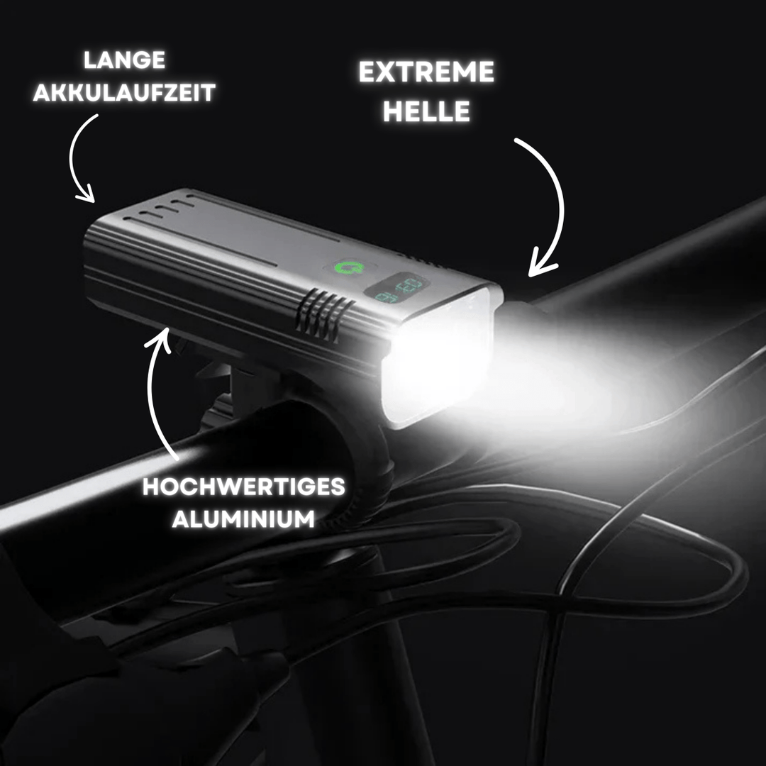 5000 lumen cykellampe for klart udsyn. Ideel som MTB lygte & til landevejscykling. Øg din sikkerhed.