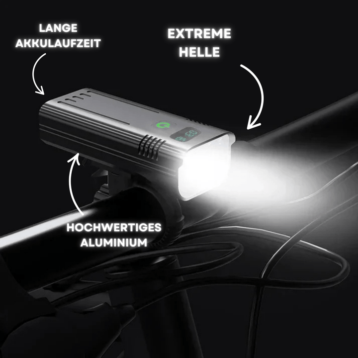 5000 lumen cykellampe for klart udsyn. Ideel som MTB lygte & til landevejscykling. Øg din sikkerhed.
