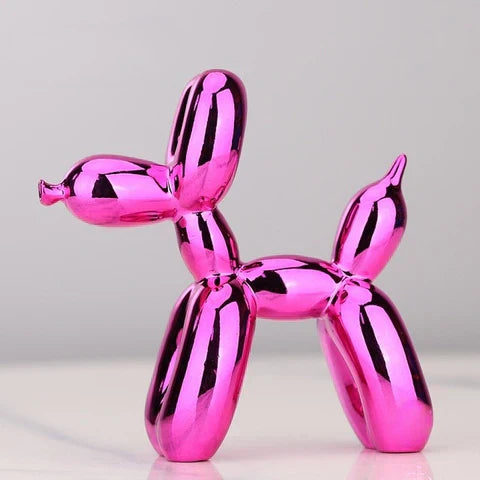 Kobberfarvet ballonhund skulptur, legende dekoration med blank metaloverflade, ideel til stuer.