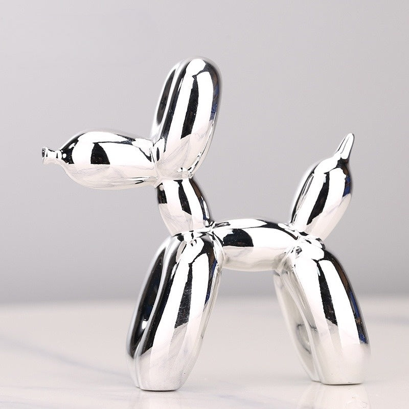 Kobberfarvet ballonhund skulptur, legende dekoration med blank metaloverflade, ideel til stuer.