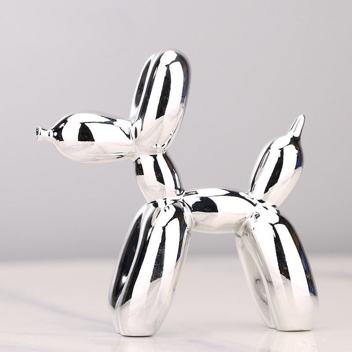 Kobberfarvet ballonhund skulptur, legende dekoration med blank metaloverflade, ideel til stuer.