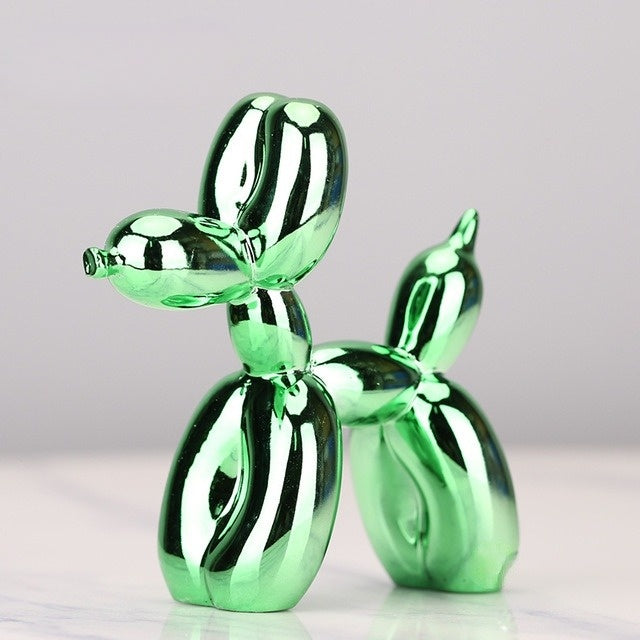Kobberfarvet ballonhund skulptur, legende dekoration med blank metaloverflade, ideel til stuer.