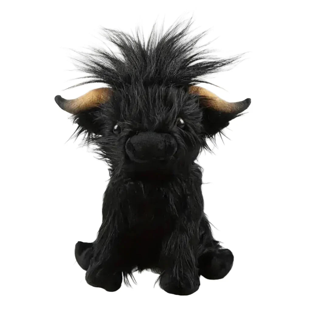 Skotsk Highland ko tøjdyr med blød pels, et sødt krammedyr der passer til både leg, hygge og indretning.