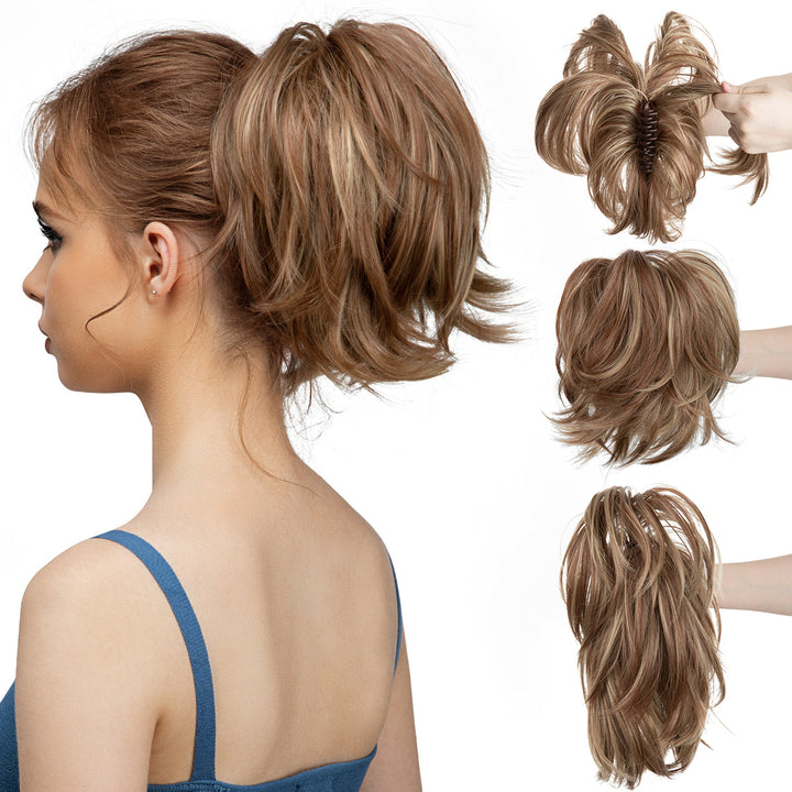 Kvinde hår volumen pony wrap for en fyldig og elegant hestehale. Hurtig styling med naturligt look.