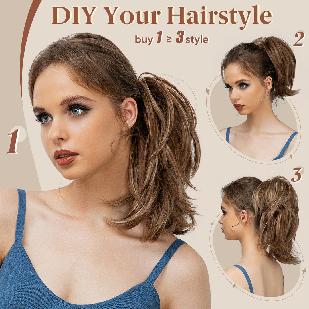 Hårforlængelse til hestehale: Kvinde Hår Volume Pony Wrap giver et fyldigt og naturligt look.