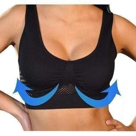 Stilfuld push-up sports-bh til kvinder. Åndbart undertøj med god støtte, ideel til fitness og daglig brug.