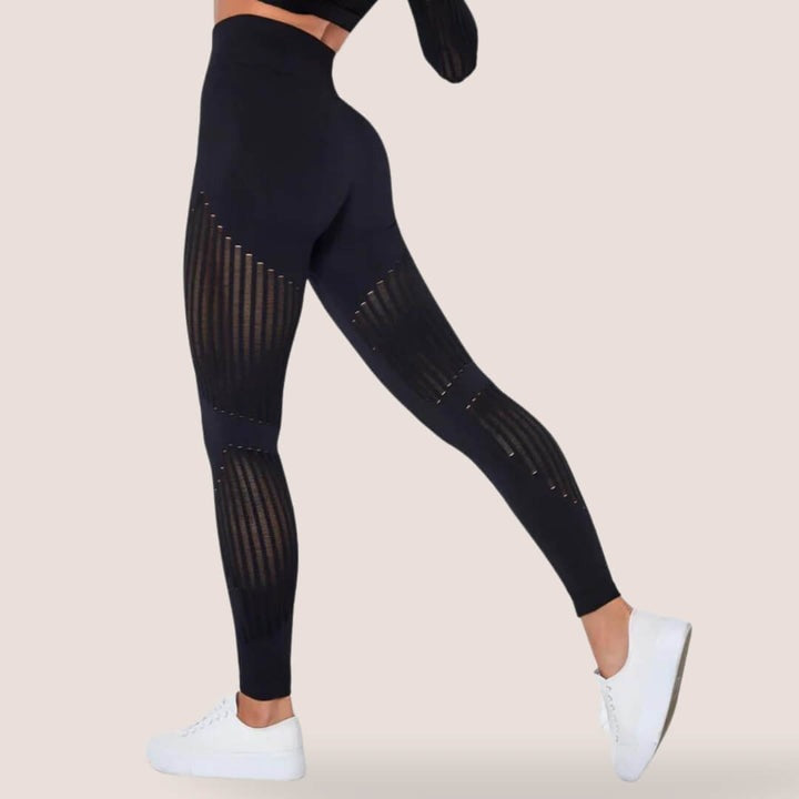 Anti-cellulite træningsbukser til kvinder. Behagelige, højtaljede & med stræk for en aktiv livsstil.