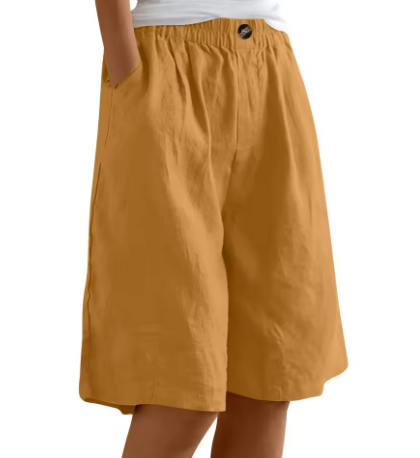 Fritidsshorts i let og luftigt materiale til kvinder, ideelle som casual sommerbeklædning og strandshorts.