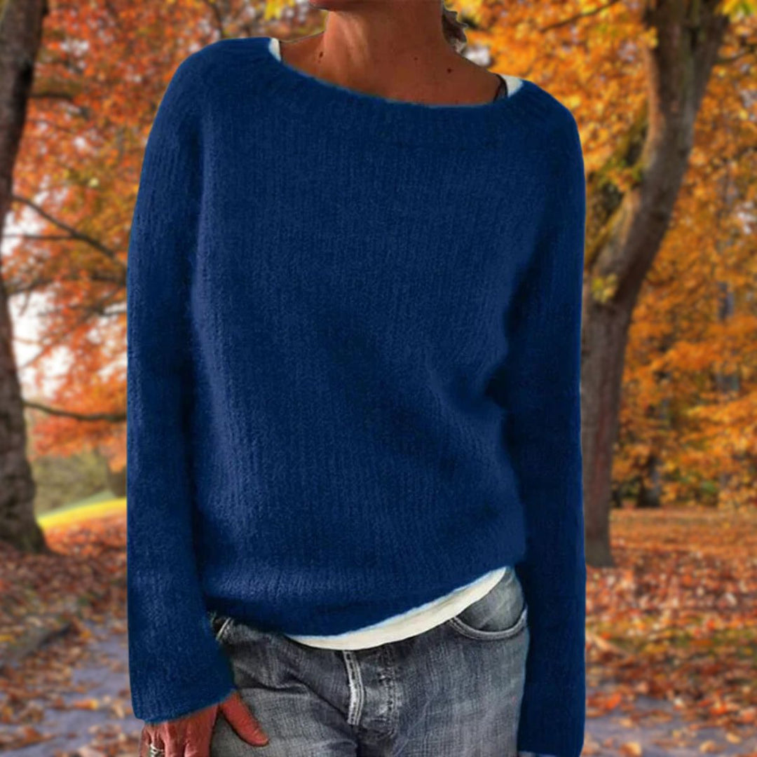 Blød strik sweater til kvinder med afslappet pasform; perfekt for hygge og komfort i hverdagen.