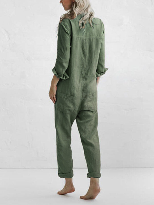 Komfortabel langærmet jumpsuit til kvinder i løs pasform. Blød og stilfuld loungewear.