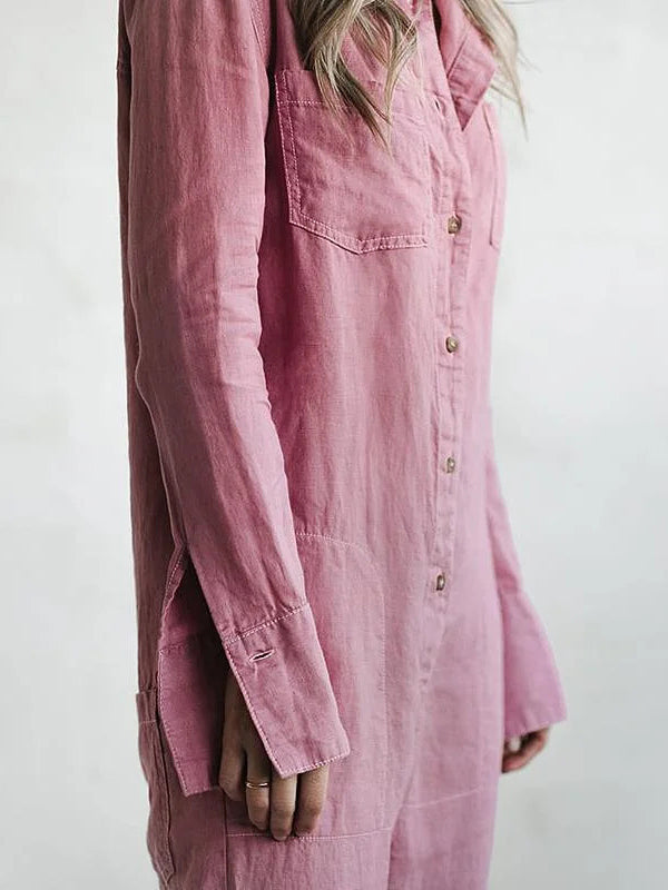 Elegant grøn jumpsuit til kvinder. Langærmet design med løs pasform for et chik look.