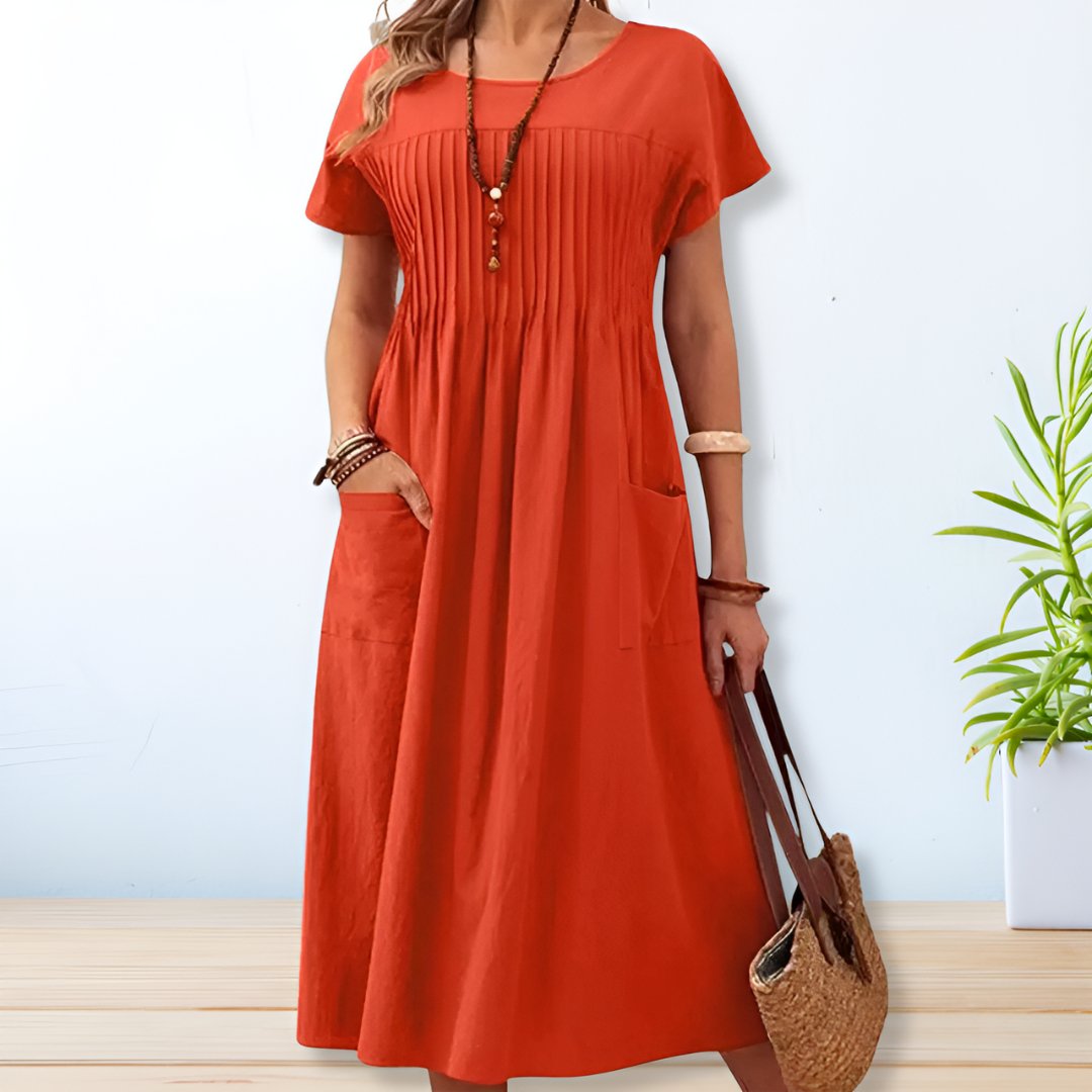 Grøn plus size afslappet kjole til kvinder, en komfortabel og stilfuld sommer hverdagskjole i blødt stof.
