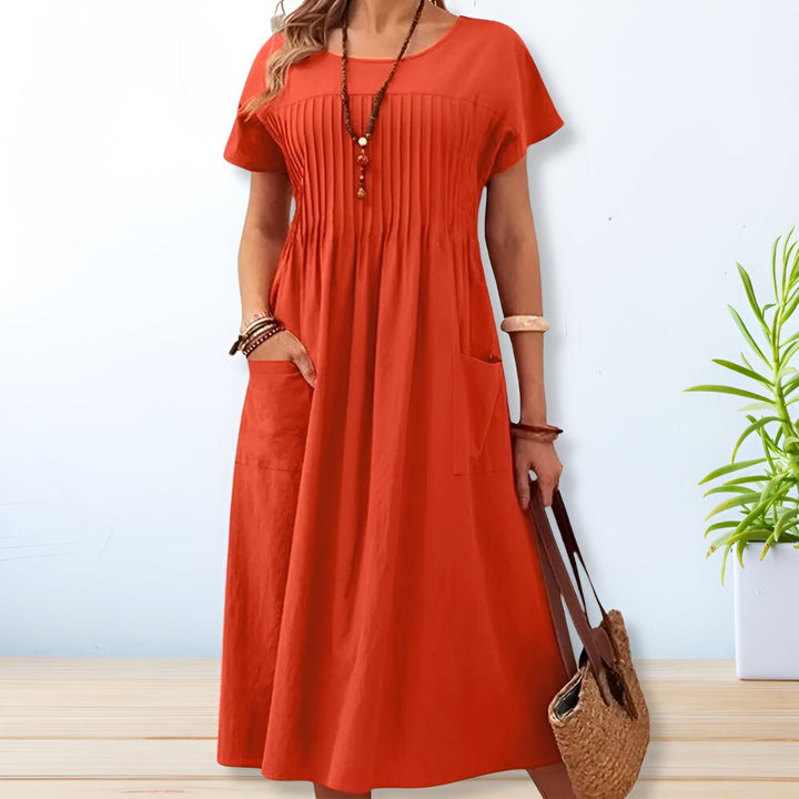Grøn plus size afslappet kjole til kvinder, en komfortabel og stilfuld sommer hverdagskjole i blødt stof.