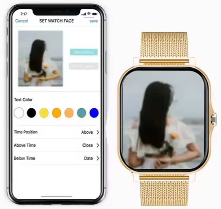Kvinders elegante smartwatch med sundhedsmonitorering og stilfuldt design. Nyt dameur.