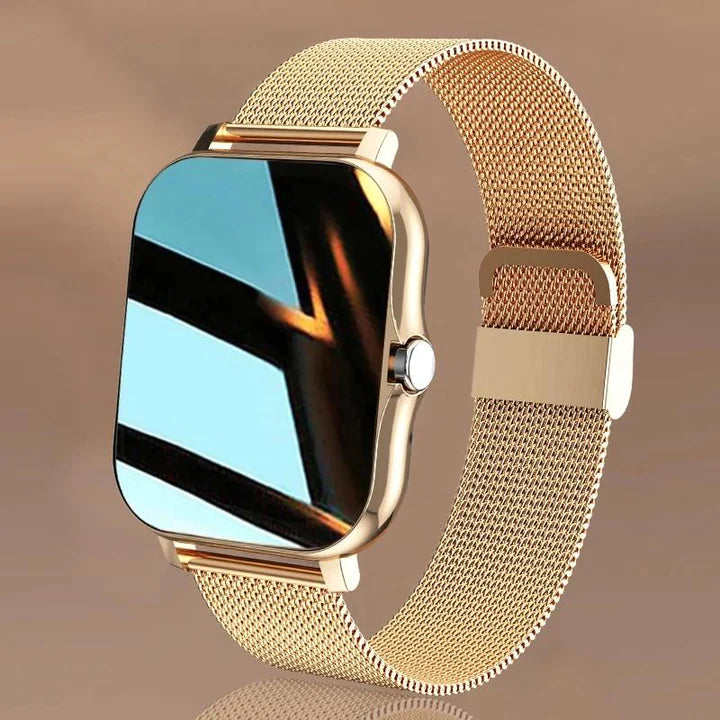 Elegant dameur og fitnessur i ét; guld, pink, sort, sølv smartwatch til kvinder.