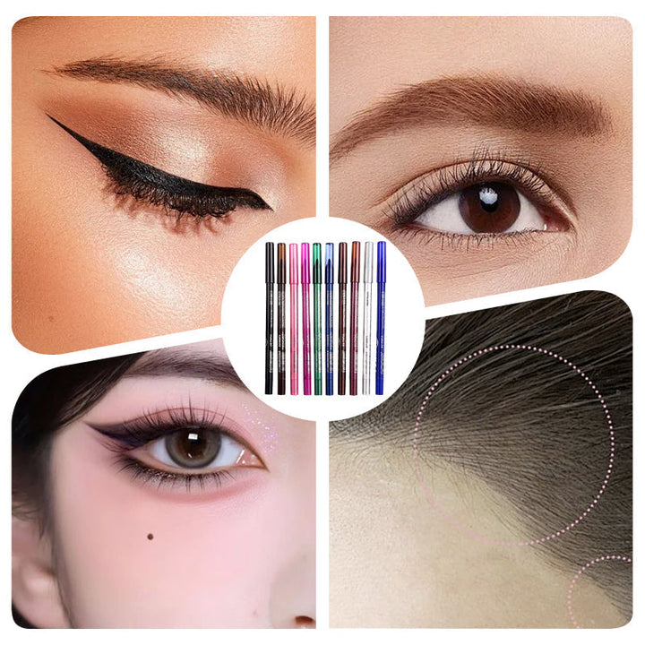 10 farver gel eyeliner til udtryksfulde øjne. Vandfast, langtidsholdbar kosmetik for smuk øjenmakeup.
