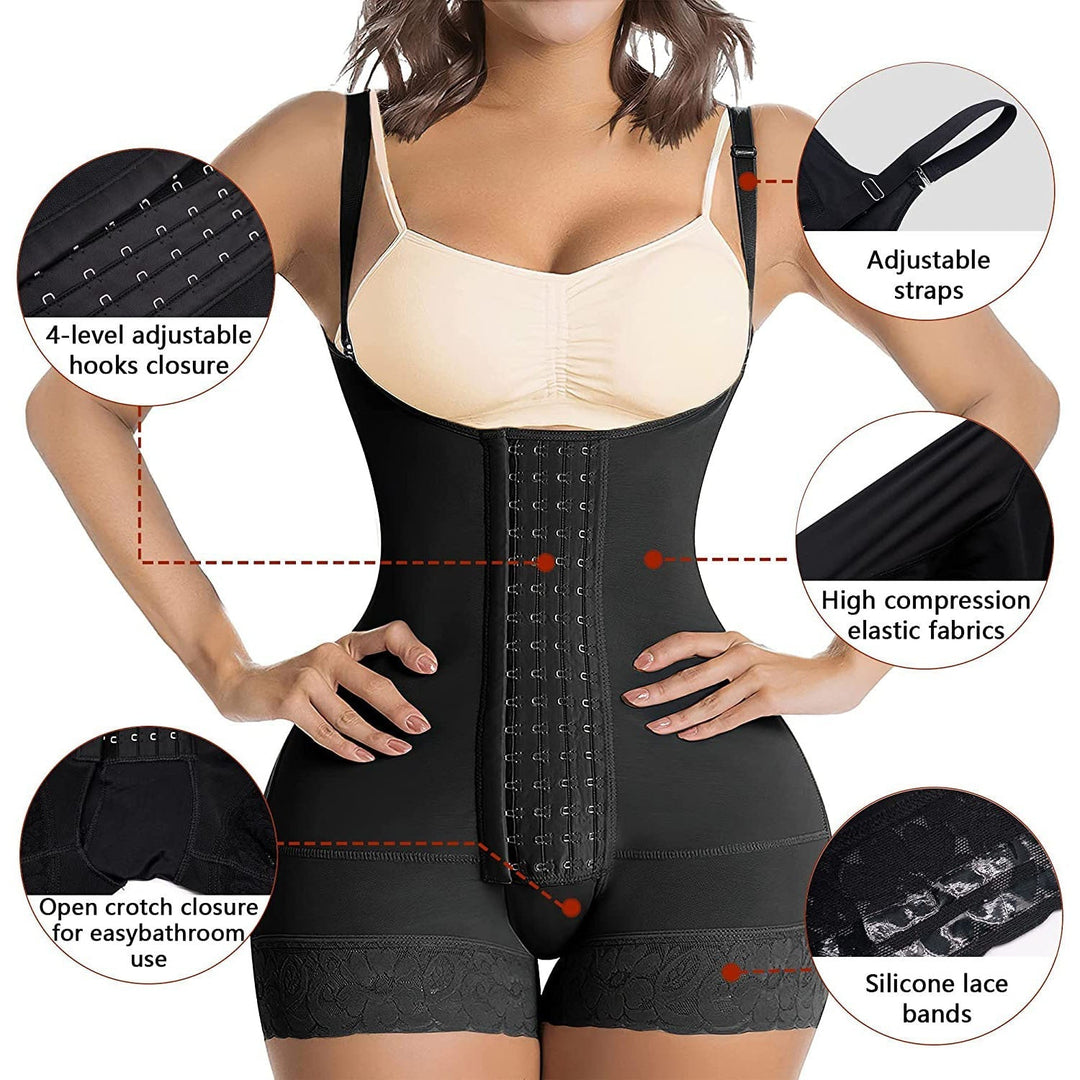 Blødt shapewear bodysuit med mavekontrol & numseløft; giver komfort & glatte kurver til kvinder.