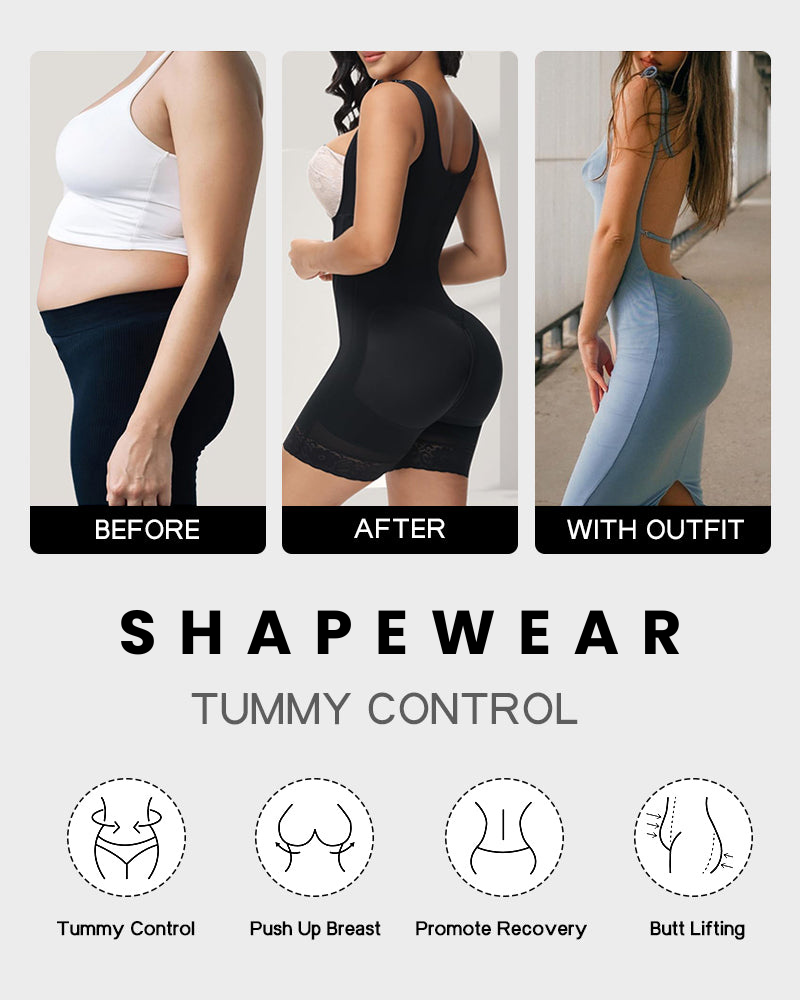 Shapewear bodysuit; minimerer talje, glatter mave, løfter numsen & giver rygstøtte for en flot silhuet.