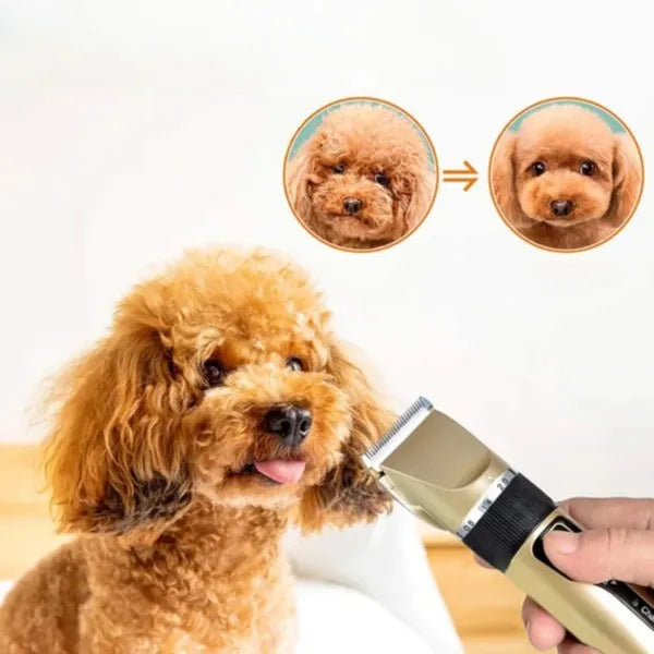Støjsvag pelspleje trimmer til hunde med stille teknologi, effektivitet, bløde skæreblade, lang batterilevetid og nem rengøring.