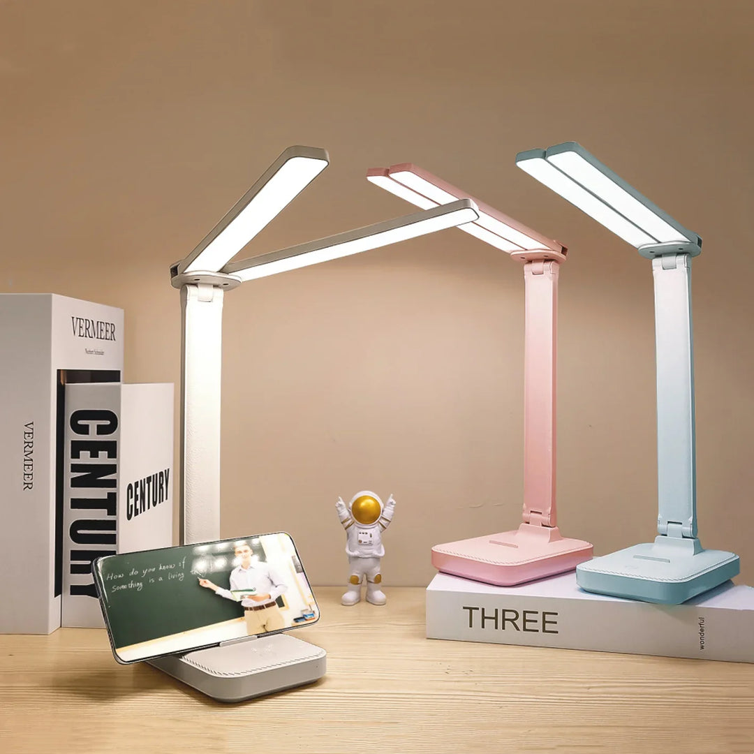 LED-bordlampe med dæmpbar belysning og berøringsbetjening, USB-opladelig til hjemmet.