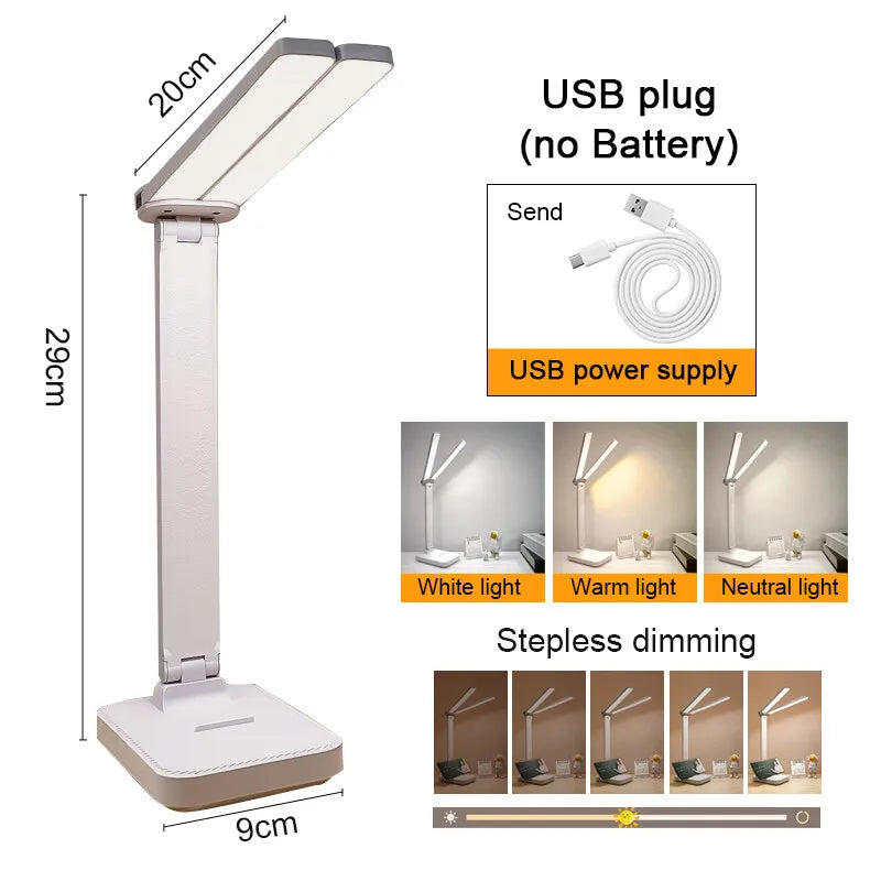 Smart LED-bordlampe der er foldbar, berøringsbetjent og kan oplades via USB overalt.