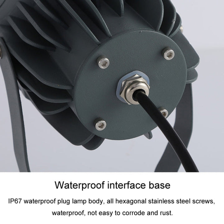 LED-projektør COB-lampe, vejrbestandig, med 7 farver, fremstillet af trykstøbt aluminium, IP65, til udendørs belysning, 360° drejelig