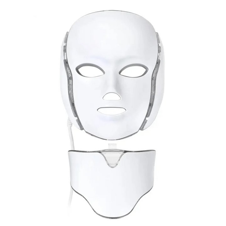 LED-maske med 7 farver, effektiv ansigtsbehandling & halspleje mod aldringstegn.