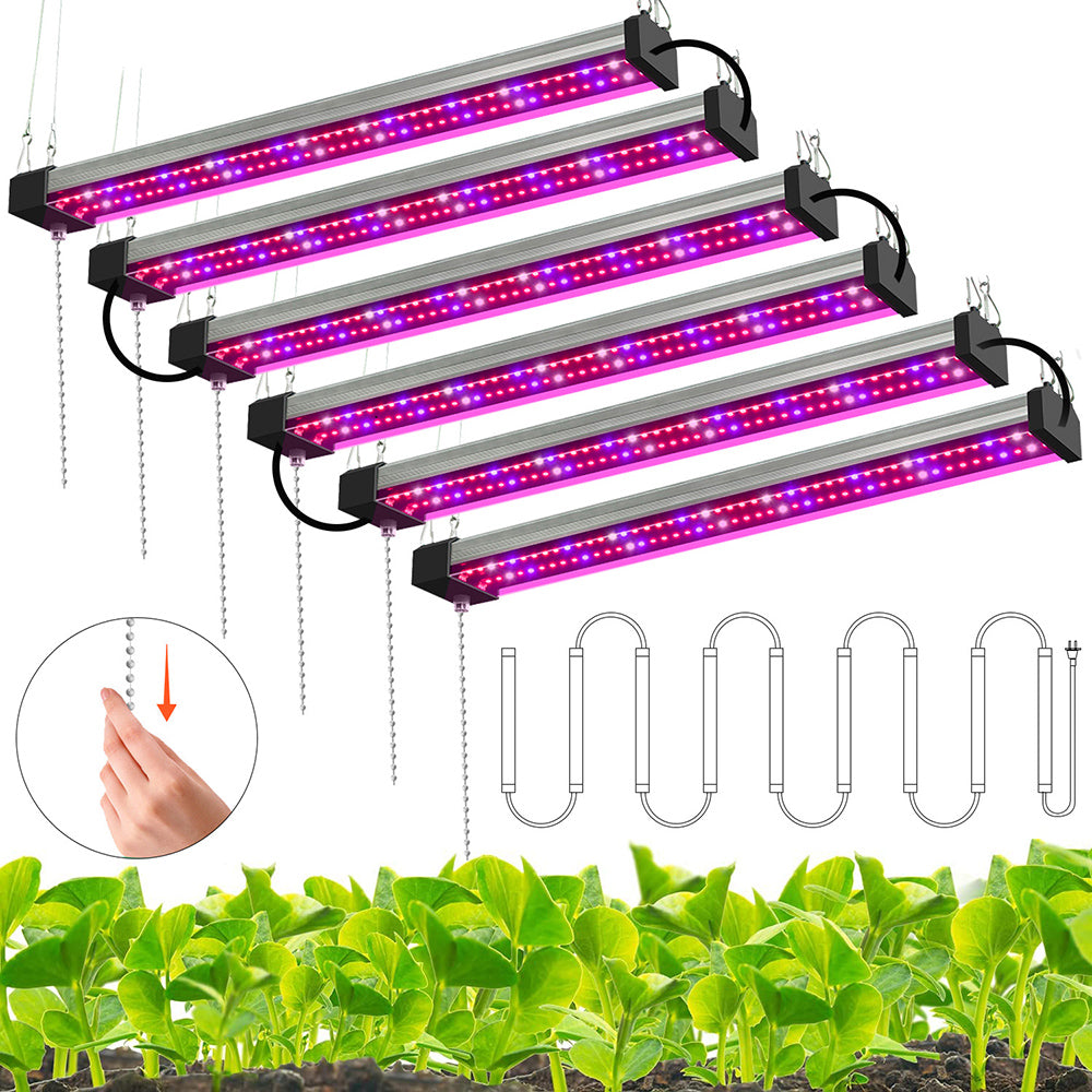 LED plantelampe, fuld spektrum, energieffektiv, med trækafbryder, ideel til sund plantevækst indendørs.