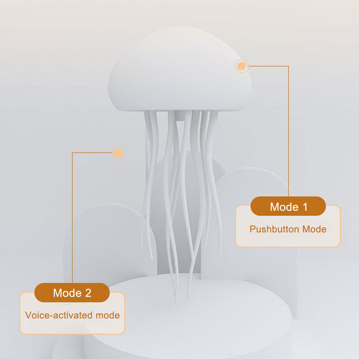 LED-vandmandslampe med fascinerende lys, der viser bedrøveligt ægte vandmænd i vandet, for en afslappende atmosfære.