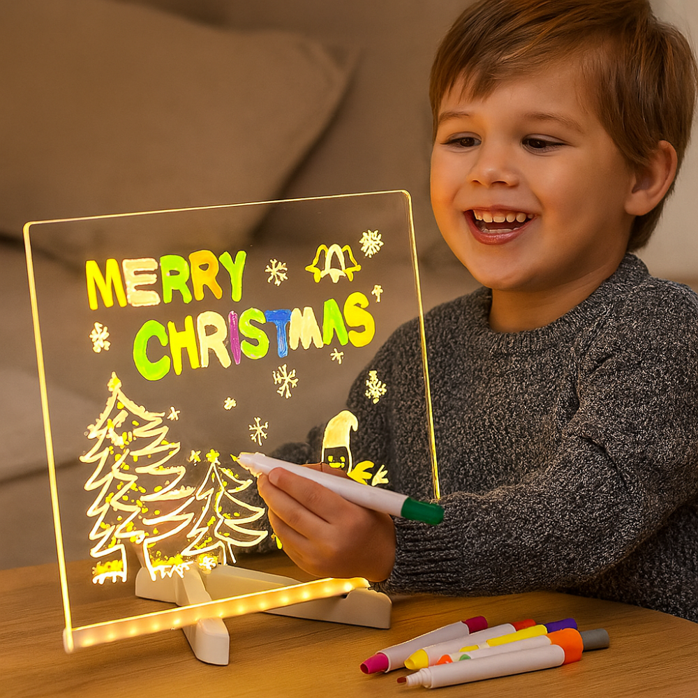 LED tegnebræt til børn 7-11 år. Kreativt og pædagogisk legetøj til tegning, læring og sjov indendørs.