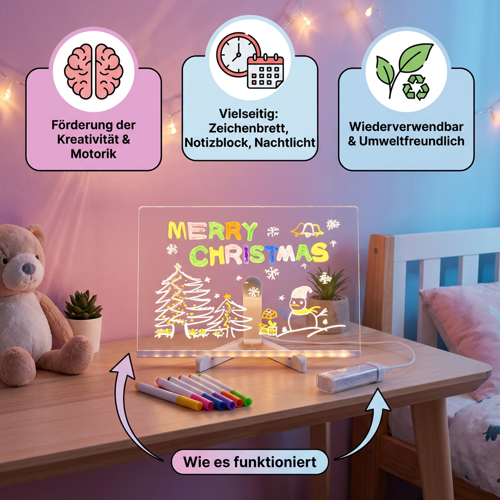 Interaktiv LED skrive- og tegnetavle, perfekt som kreativ gave til børn. Fremmer læring og leg.