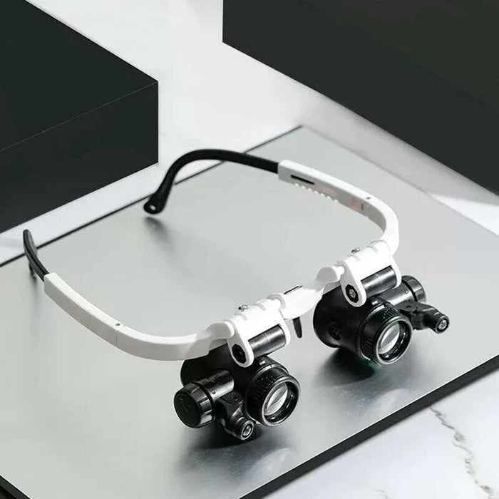 LED-forstørrelsesbriller med 8x, 15x, 23x lupper og LED-lys, ergonomisk design, klart syn, ideel til præcisionsarbejde