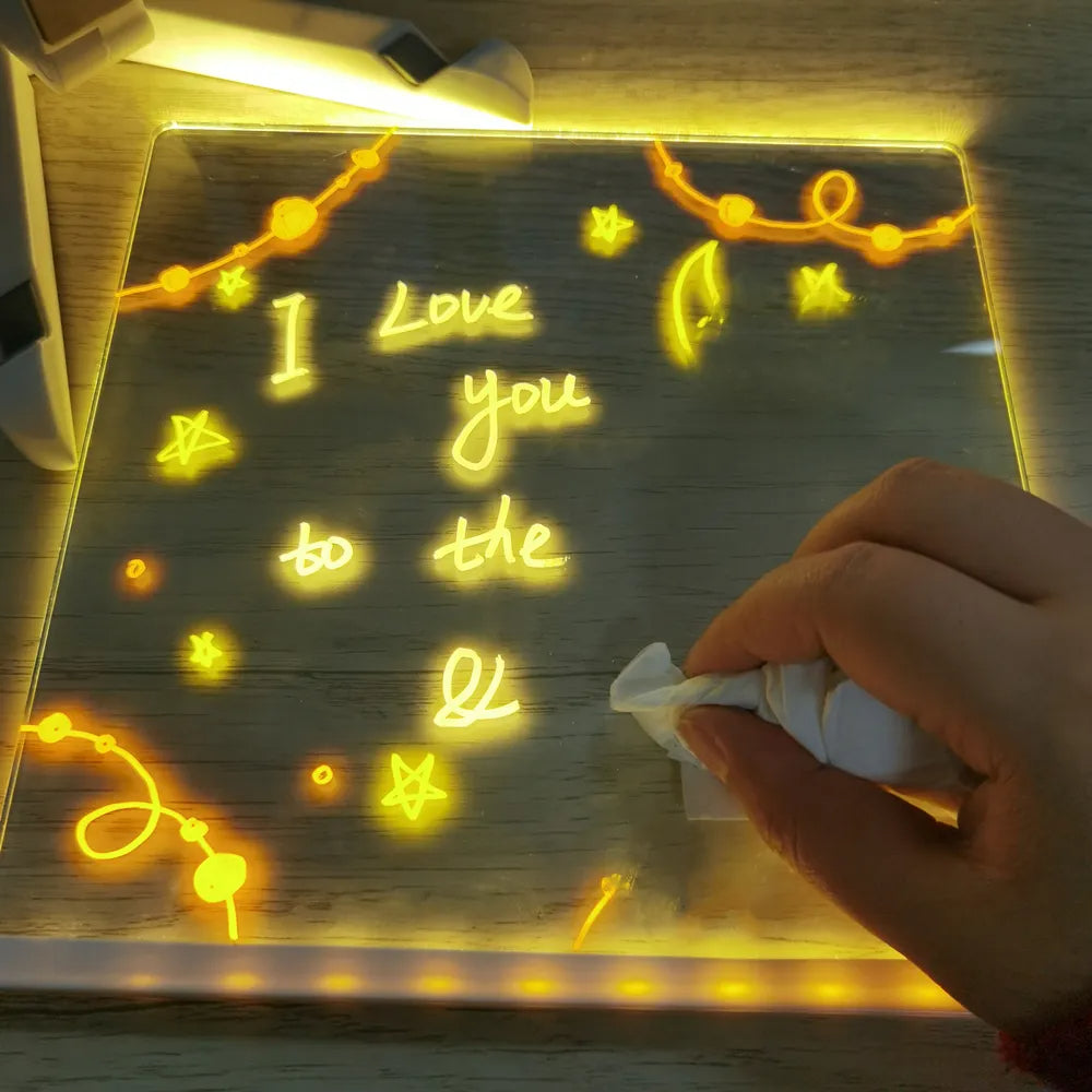 LED tegneplade med lysende farver, ideel til kreative designs og dekorationer. Let, bærbar, velegnet til børn.