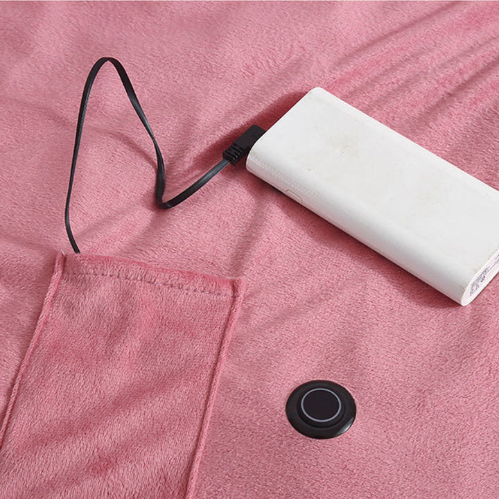 Letvægts gråt USB-varmetæppe, transportabelt og maskinvaskbart, med 3 varmeniveauer for komfort og mobilitet om vinteren.