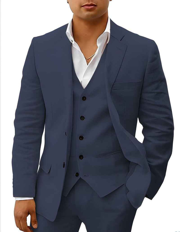 Stilfuldt sommerjakkesæt i linned for herrer, giver et afslappet men elegant look.