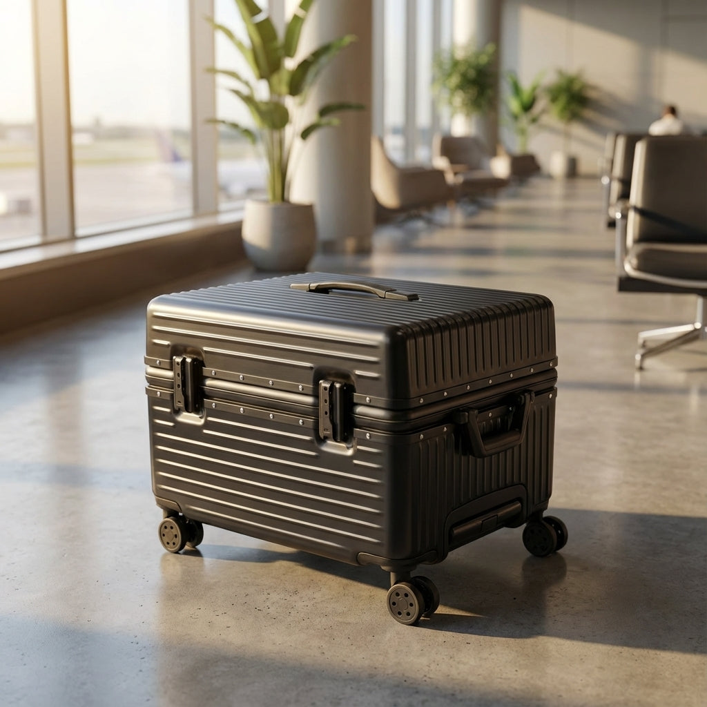 Letvægts Carrycore håndbagage kuffert med ridsefast ABS PC skal og robust aluminiumsramme, ideel til rejser.