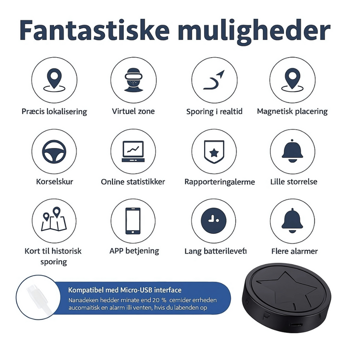 Alsidig mini GPS-tracker, kompatibel med forskellige køretøjer til sporing.