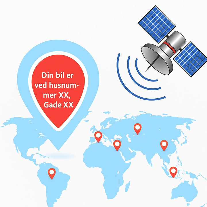 Miniatyr GPS-tracker med magnetisk base til nem og diskret installation i bil.