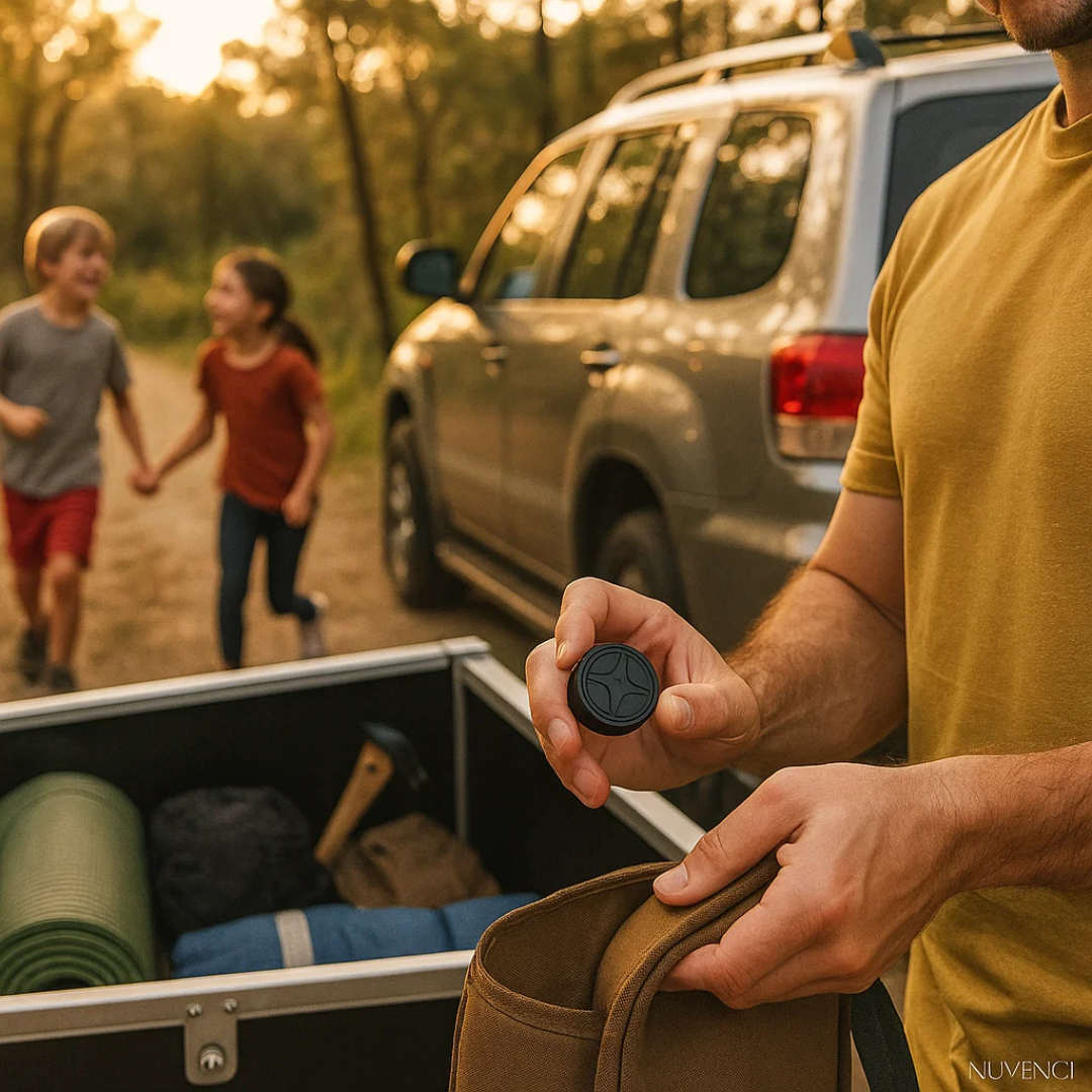 Topvinkel af mini GPS-tracker, der fremhæver live overvågningsfunktioner for biler.